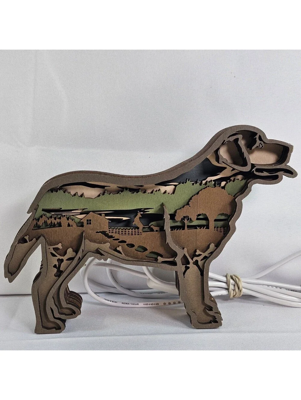 HiPARK 3D Wooden Dog LED Night Light Golden Retriever Labrador Wood Sculpture